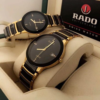 Rado Jublie Golden & Black Couple Watches 05