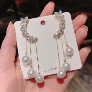 Luxury Elegant Imitation Pearl Long Tassel Earrings
