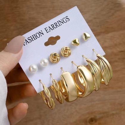 Vintage Geometric Golden Drop Earrings for Women-003